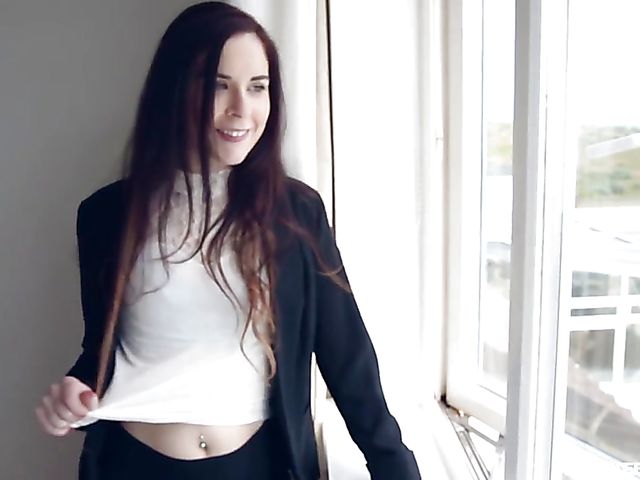 Tiny tits Spanish slut Amber Nevada fucks a long-haired guy