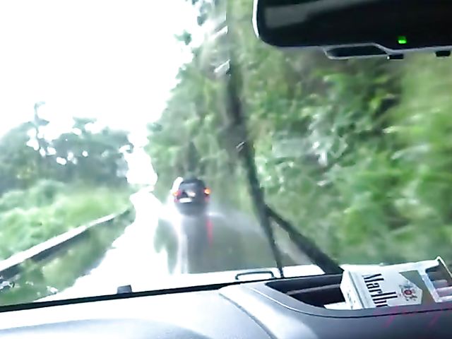 Car POV with naughty Sky Pierce who can't stop showing her snatch