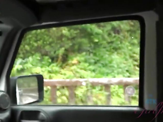 Car POV with naughty Sky Pierce who can't stop showing her snatch