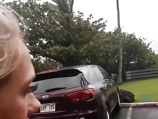 Car POV with naughty Sky Pierce who can't stop showing her snatch