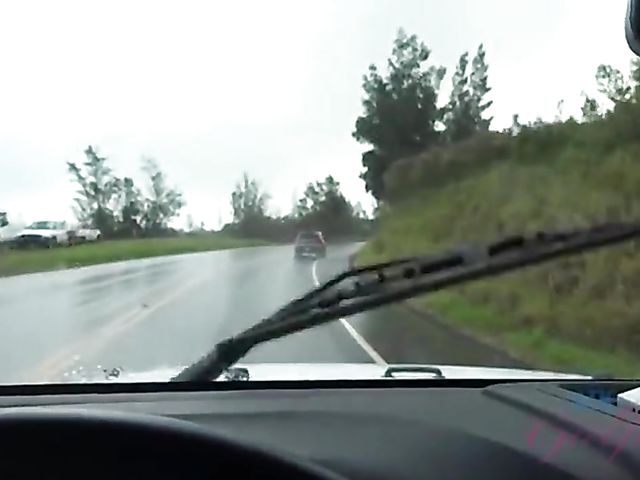 Car POV with naughty Sky Pierce who can't stop showing her snatch