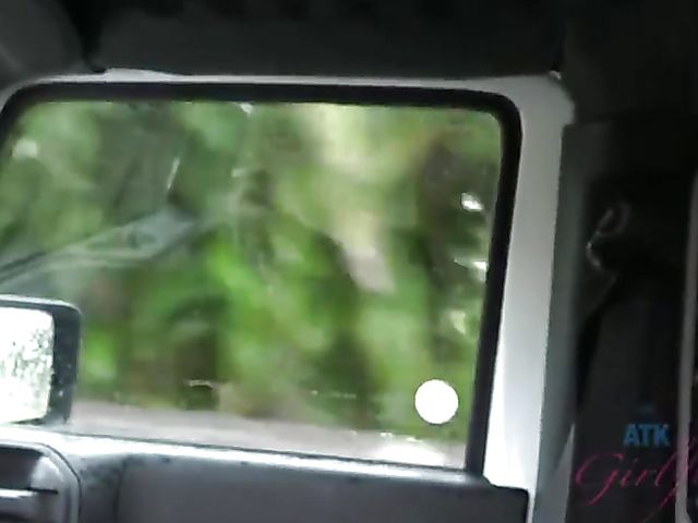 Car POV with naughty Sky Pierce who can't stop showing her snatch