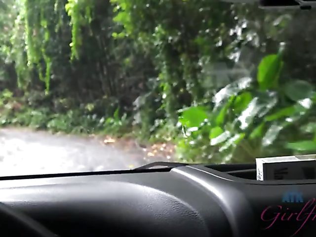 Car POV with naughty Sky Pierce who can't stop showing her snatch