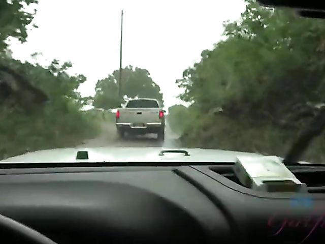 Car POV with naughty Sky Pierce who can't stop showing her snatch