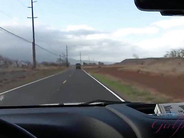 Car POV with naughty Sky Pierce who can't stop showing her snatch