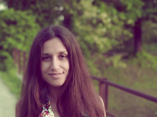 Skinny Italian solo girl Cherry Pie takes off her shoes and dress to play with herself