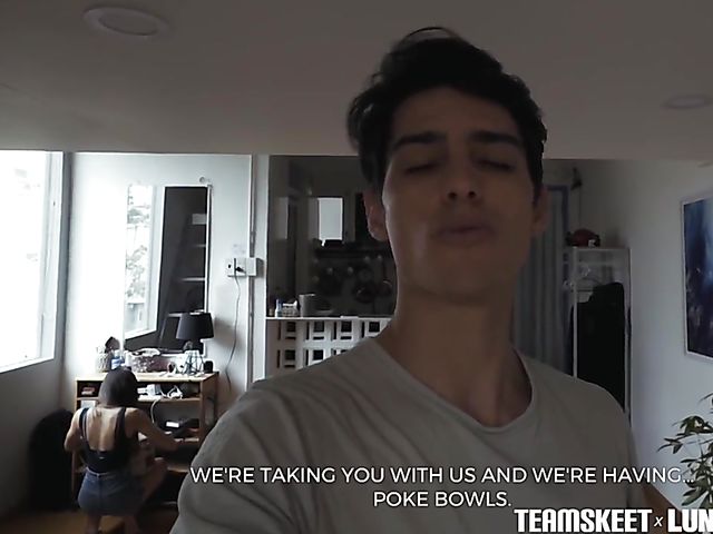 Asian girlfriend suck and fuck POV with Luna and James