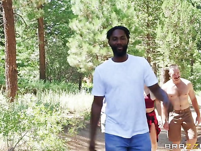 Wild outdoor threesome in the forest with Abella Danger