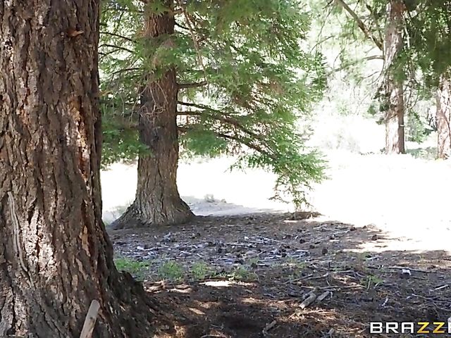 Wild outdoor threesome in the forest with Abella Danger