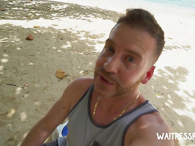 Beach pick up and public nudity for money with cute waitress Paris White