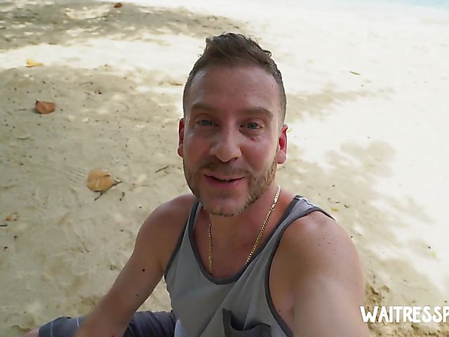 Beach pick up and public nudity for money with cute waitress Paris White