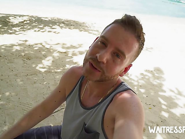 Beach pick up and public nudity for money with cute waitress Paris White