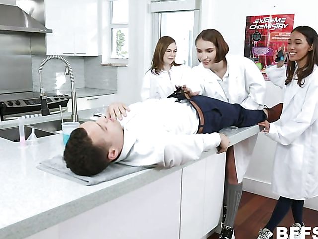 Hot Chemistry with three girls POV featuring Natalie Porkman, Aria Skye & Riley Grey