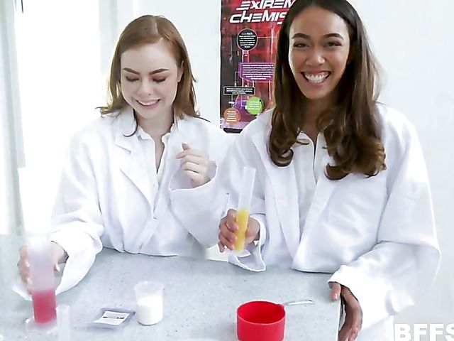 Hot Chemistry with three girls POV featuring Natalie Porkman, Aria Skye & Riley Grey