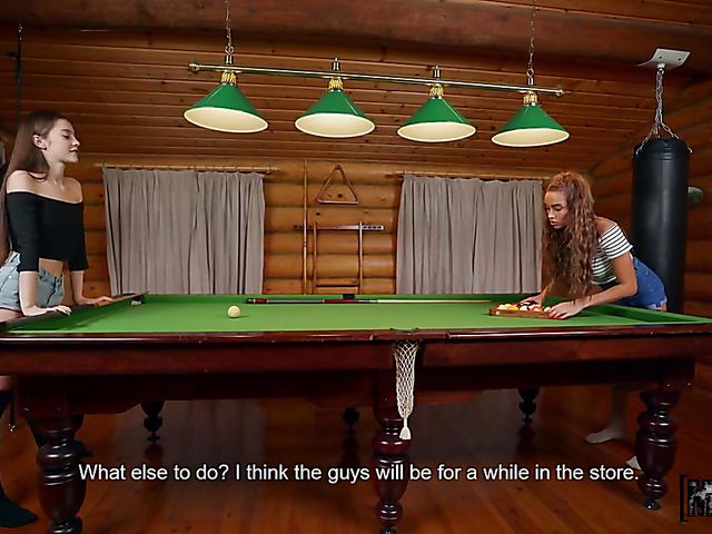 Luxury Girl & Solazola - Lesbian toys in use on the pool table