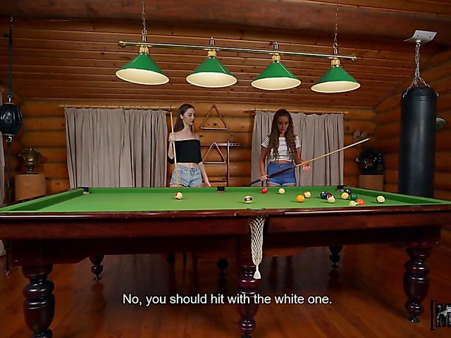 Luxury Girl & Solazola - Lesbian toys in use on the pool table