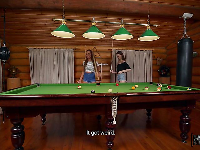 Luxury Girl & Solazola - Lesbian toys in use on the pool table
