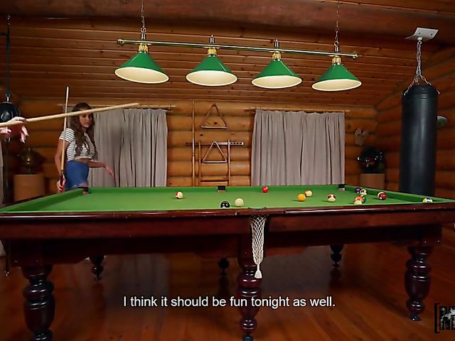 Luxury Girl & Solazola - Lesbian toys in use on the pool table