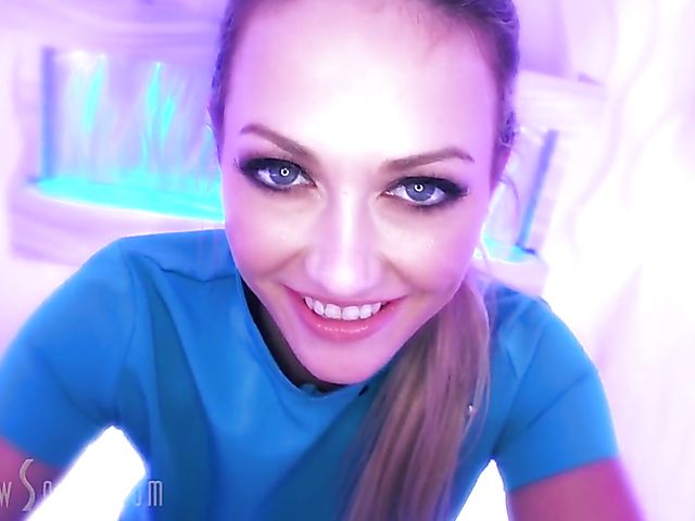 Adira Allure - Blowjob swallow in POV with eyes wide open