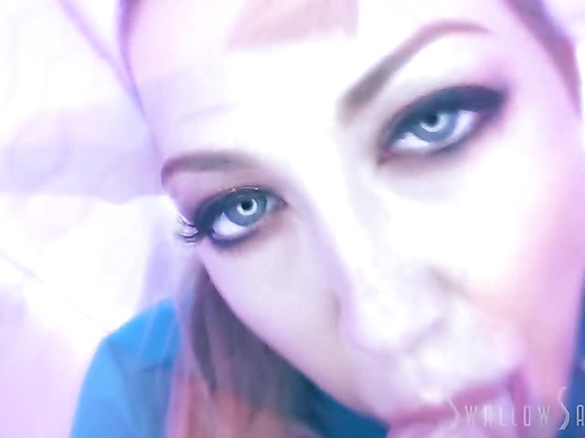 Adira Allure - Blowjob swallow in POV with eyes wide open