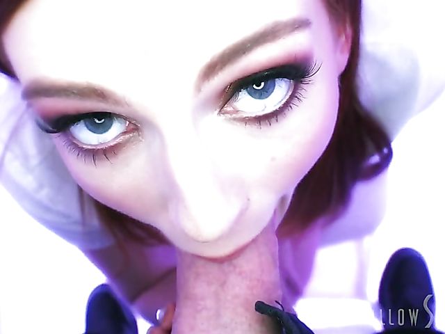 Blue-eyed redhead blowjob and POV swallow with glamorous Maya Kendrick