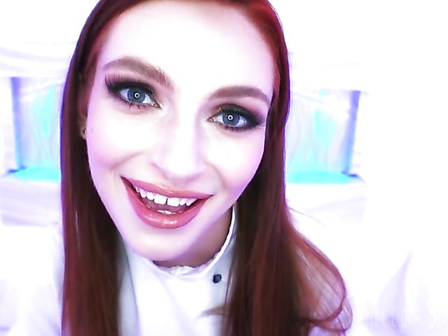 Blue-eyed redhead blowjob and POV swallow with glamorous Maya Kendrick