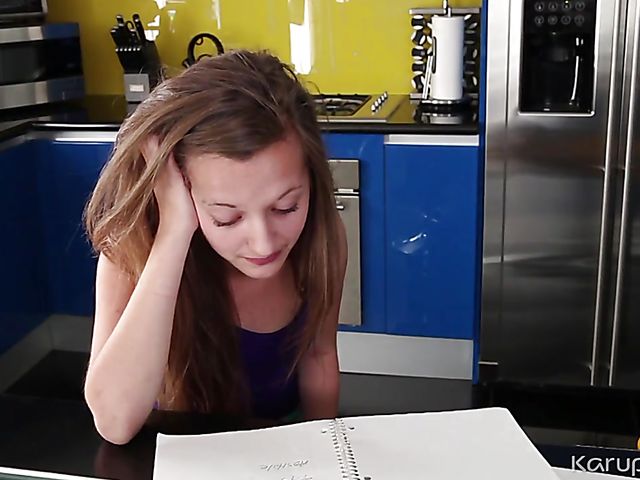 Small tits teen Marissa Mae fucks her stepdad after school