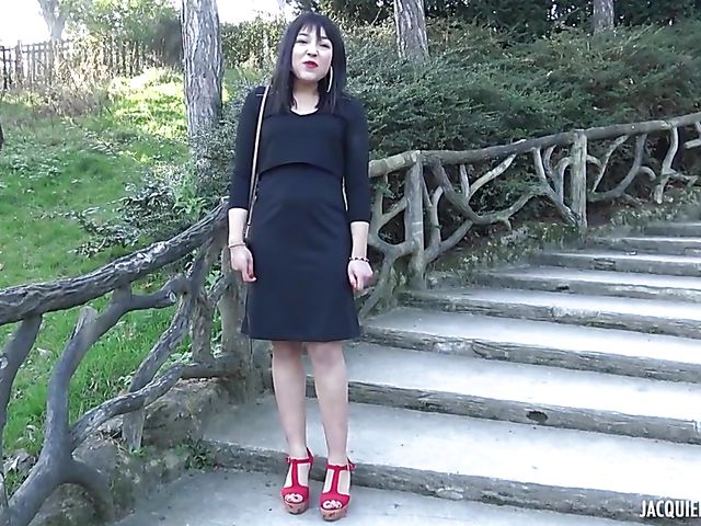 Nasty french DP with raven-haired public flasher Bianca