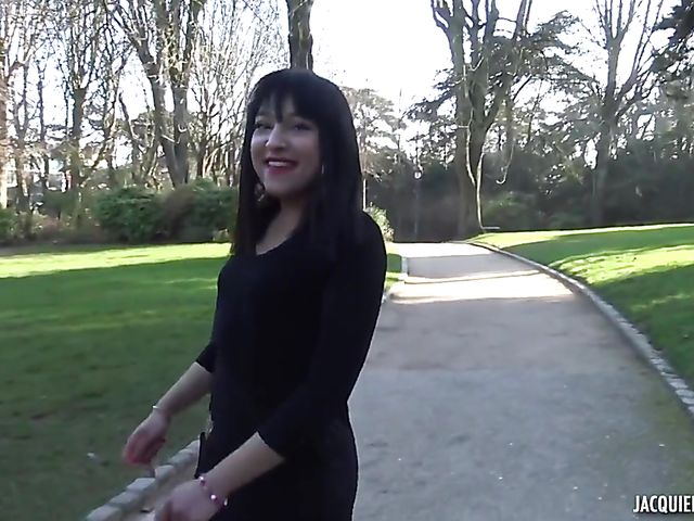 Nasty french DP with raven-haired public flasher Bianca