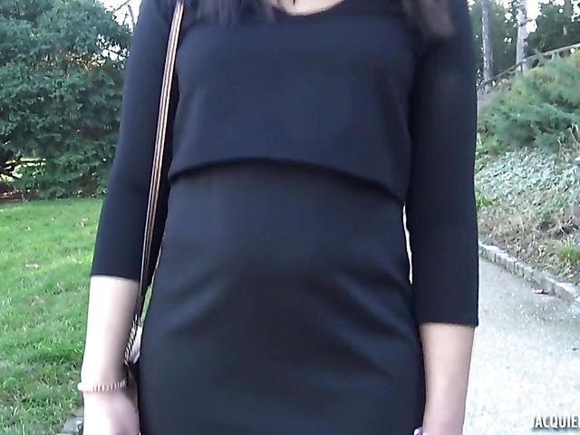 Nasty french DP with raven-haired public flasher Bianca