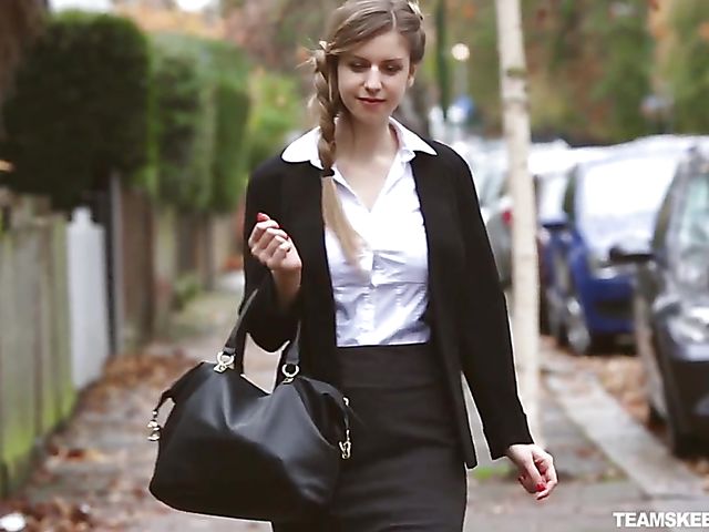 Elegant babe with big naturals Stella Cox fucking in her hot stockings