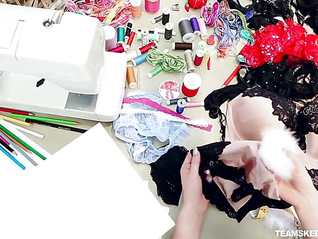 Elegant babe with big naturals Stella Cox fucking in her hot stockings