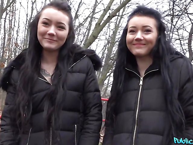 Zee twins public blowjob outdoors and sex with Sandra Zee