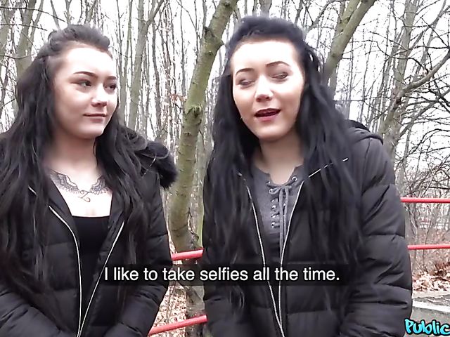 Zee twins public blowjob outdoors and sex with Sandra Zee