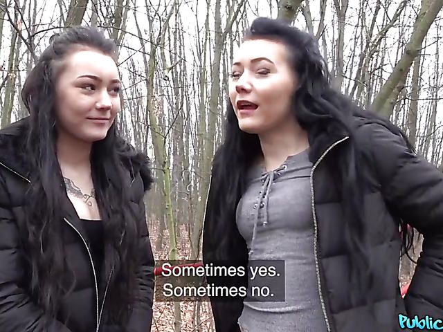 Zee twins public blowjob outdoors and sex with Sandra Zee