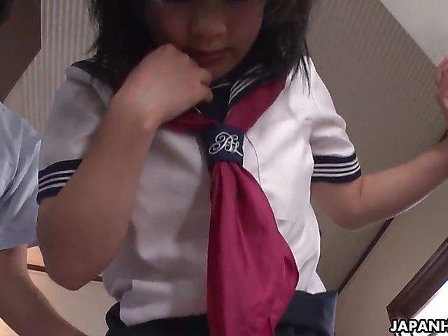 Shaved Japanese pissing and sucking with schoolgirl Ami Oya