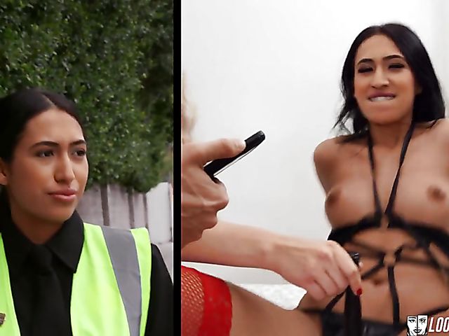 Public slut in red stockings Edible Aubrey gets screwed