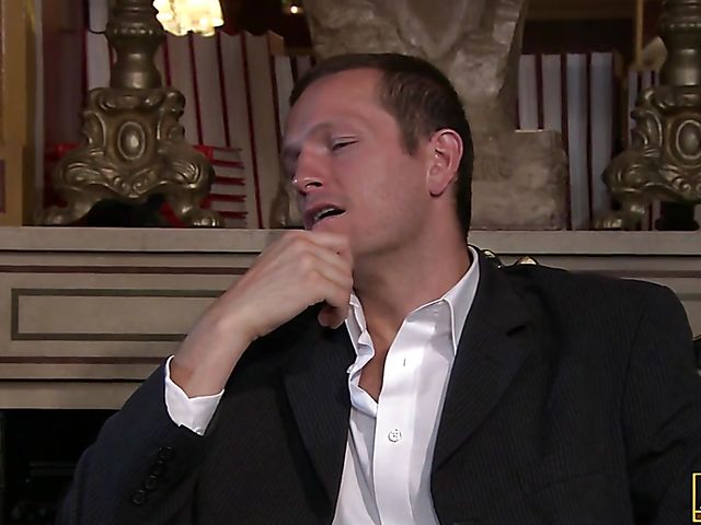 MMF stockings threesome with perfect tits brunette Elena Grimaldi