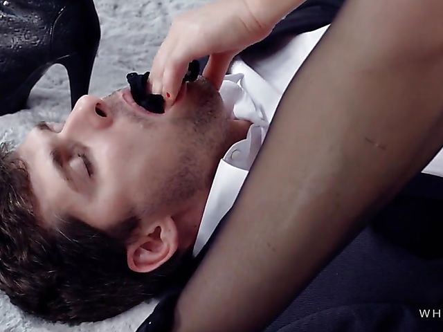 Tina Kay - Elegant mistress facesitting in black lingerie