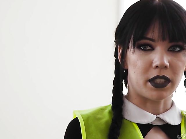 Gothic girl in pigtails Leda Bear is a nasty slut who wants to fuck Kyle Mason