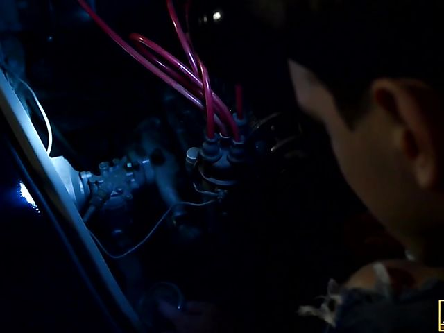 Amirah Adara anal in black stockings in the garage at night