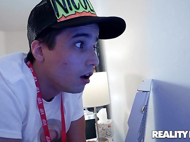 Nicolette Shea - Big titted MILF pornstar fucks fan