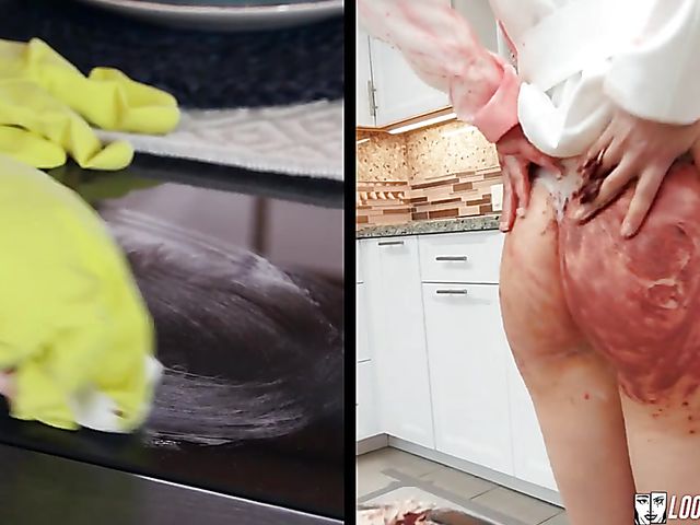 Wet and messy fucking in the kitchen with dirty ass Casey Calvert