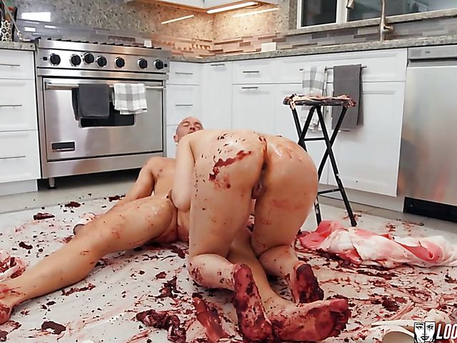 Wet and messy fucking in the kitchen with dirty ass Casey Calvert