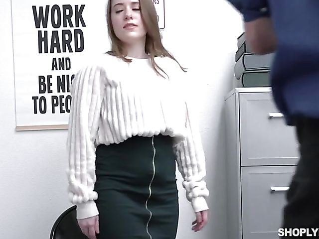 Pale white shy shoplyfter Alice Merchesi gets tricked into sex