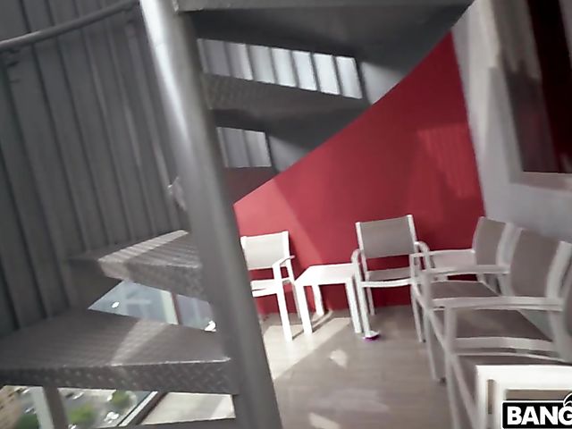 Jessie Saint - Small pretty blonde blowjob in bed and on the balcony