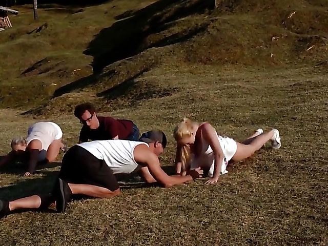 Big tits outdoor fun in the mountains with voluptuous Angel Wicky