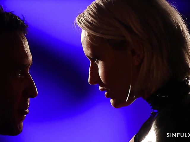 Sex session in the dark with busty latex lady Angel Wicky