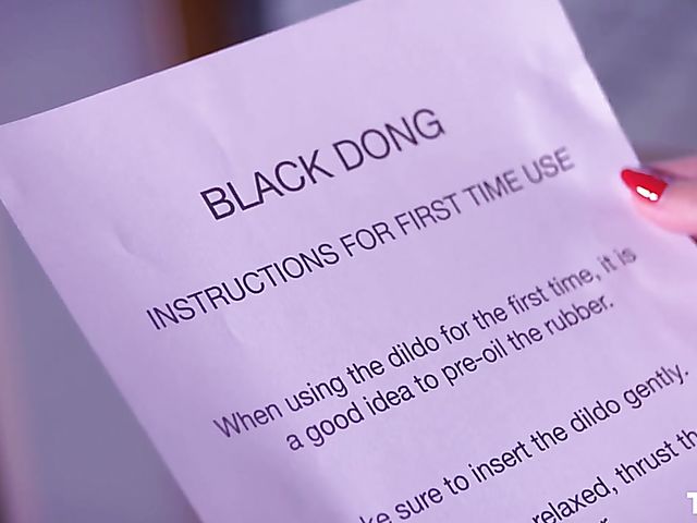 Cindy Shine - Massive black dildo and red fishnet bodystocking