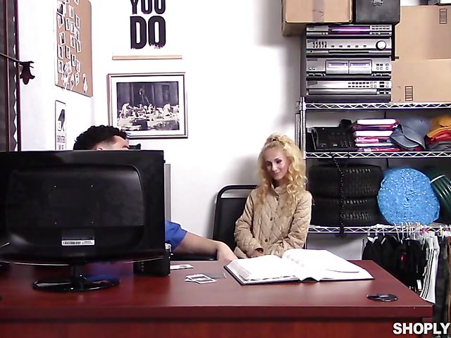 Shoplifting is a sin and tiny petite blonde Sadie Hartz pays a heavy price for it